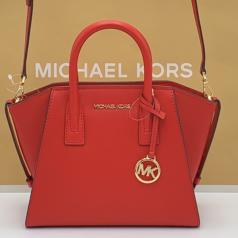 Michael Kors Avril Small Leather Top-Zip Satchel Color Flame - Picture 12 of 16